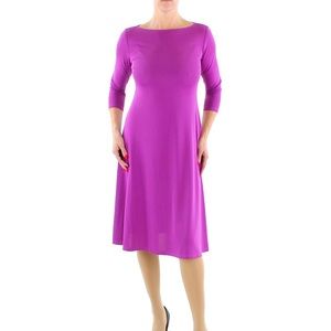 Black Label Lauren Ralph Lauren Dress Stretch Jersey Midi Violet Sz 8 NWT